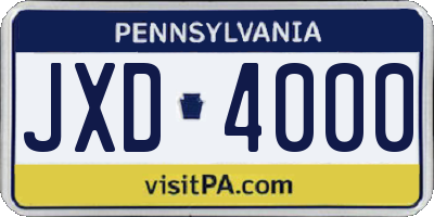 PA license plate JXD4000