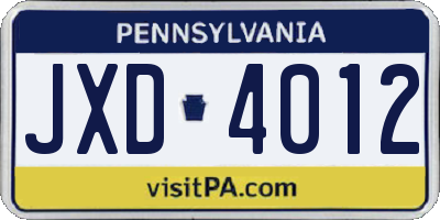 PA license plate JXD4012