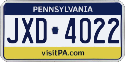 PA license plate JXD4022
