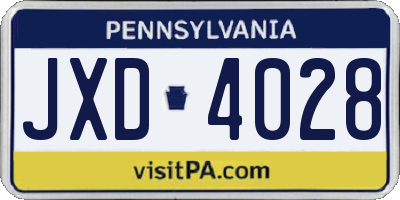 PA license plate JXD4028