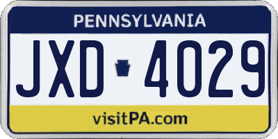 PA license plate JXD4029