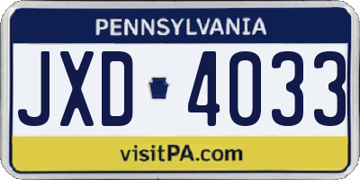 PA license plate JXD4033