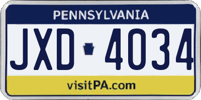 PA license plate JXD4034