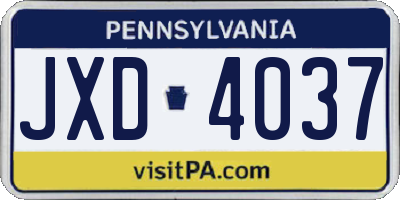 PA license plate JXD4037