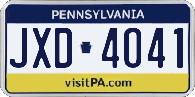 PA license plate JXD4041