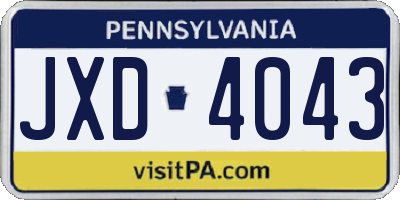 PA license plate JXD4043