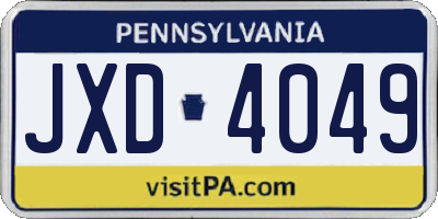 PA license plate JXD4049