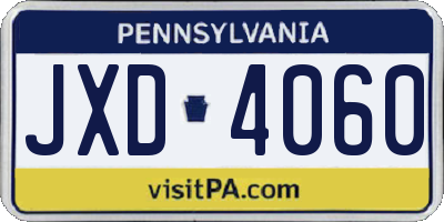PA license plate JXD4060