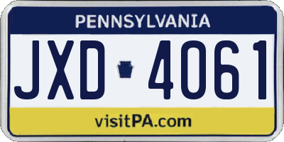 PA license plate JXD4061