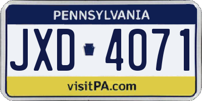 PA license plate JXD4071