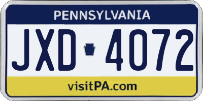 PA license plate JXD4072