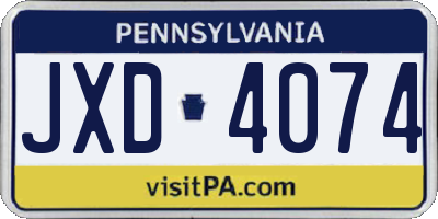 PA license plate JXD4074