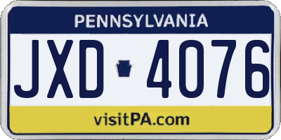 PA license plate JXD4076