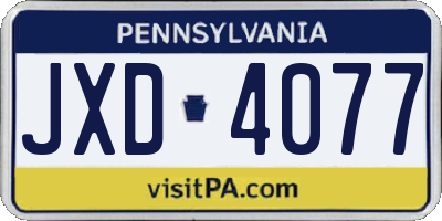 PA license plate JXD4077