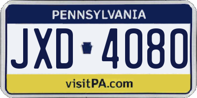 PA license plate JXD4080