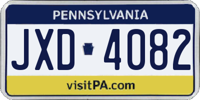 PA license plate JXD4082