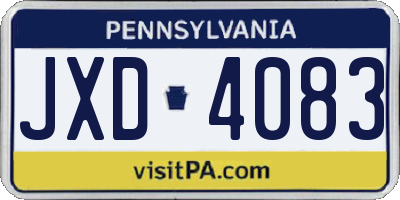 PA license plate JXD4083