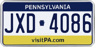 PA license plate JXD4086