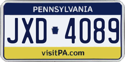 PA license plate JXD4089