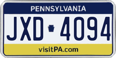 PA license plate JXD4094