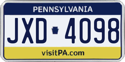 PA license plate JXD4098