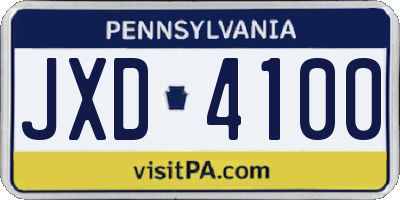 PA license plate JXD4100