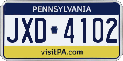 PA license plate JXD4102