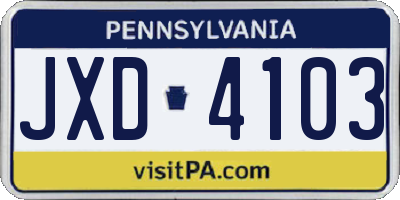 PA license plate JXD4103