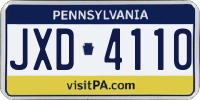 PA license plate JXD4110