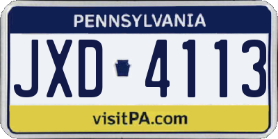 PA license plate JXD4113