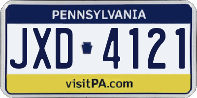 PA license plate JXD4121