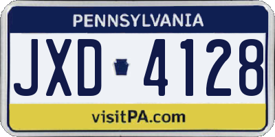 PA license plate JXD4128