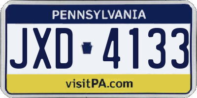 PA license plate JXD4133