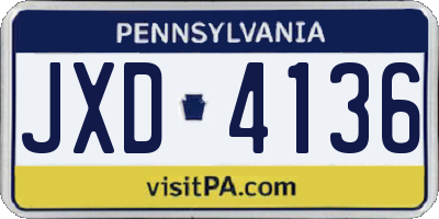 PA license plate JXD4136