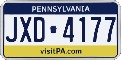 PA license plate JXD4177
