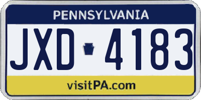 PA license plate JXD4183