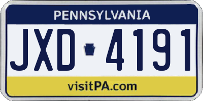 PA license plate JXD4191