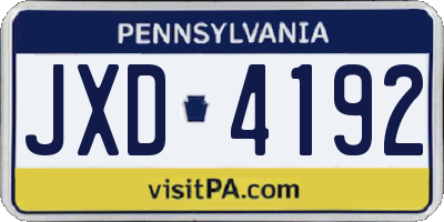 PA license plate JXD4192