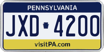 PA license plate JXD4200