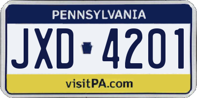 PA license plate JXD4201