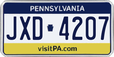 PA license plate JXD4207