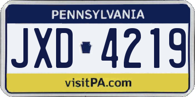 PA license plate JXD4219