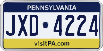 PA license plate JXD4224