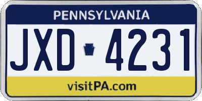 PA license plate JXD4231
