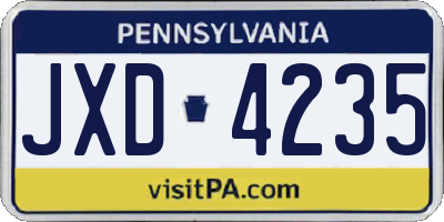 PA license plate JXD4235