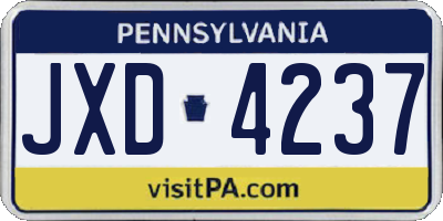 PA license plate JXD4237