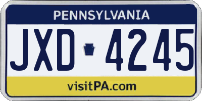 PA license plate JXD4245