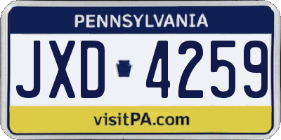 PA license plate JXD4259