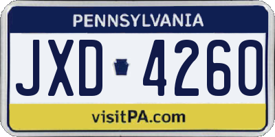 PA license plate JXD4260