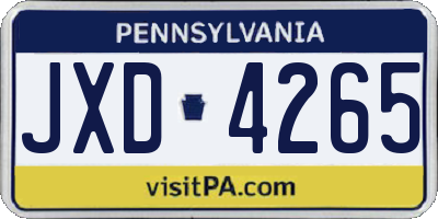 PA license plate JXD4265